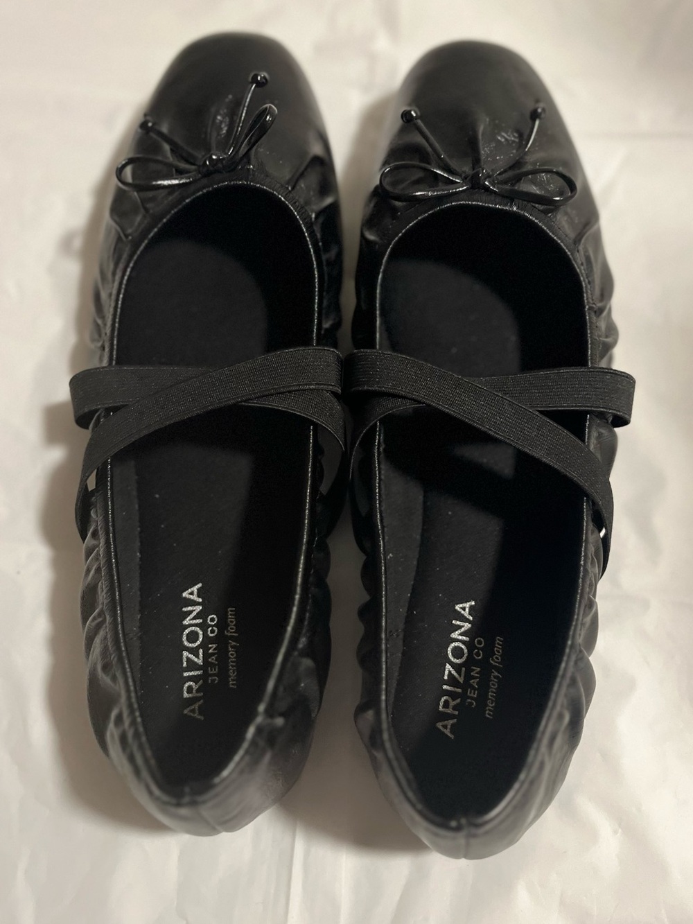 Women's Black Ballet Flats with Crisscross Strap